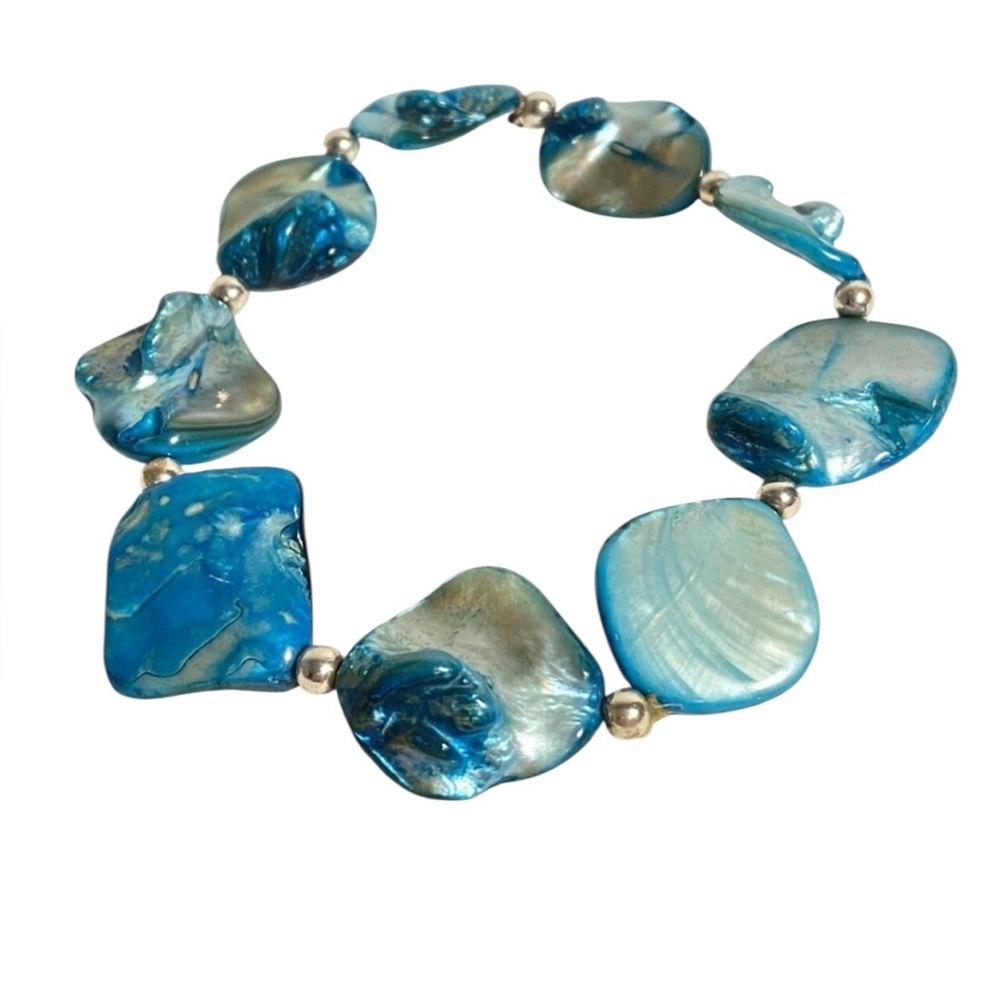 Vintage Blue Abalone Shell Stretch Bracelet